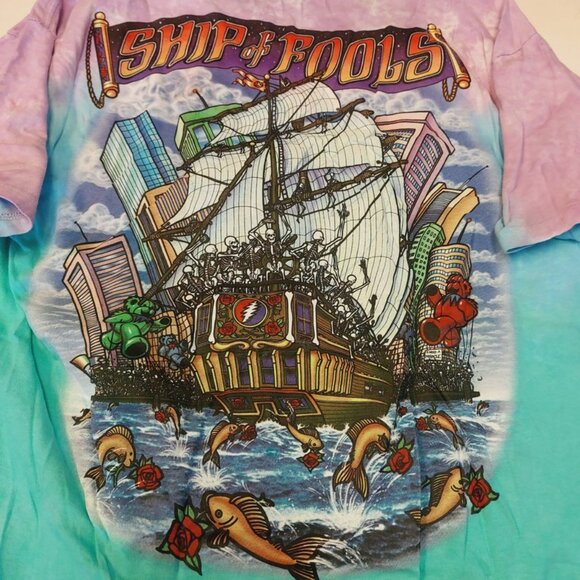 Liquid Blue Mens XL Ship of Fools Grateful Dead Tye Dye Graphic T Shirt - Picture 5 of 6